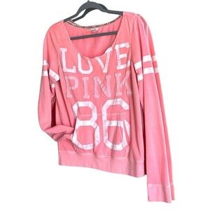 Rare vintage look PINK Victorias Secret kangaroo pocket sweatshirt, size medium